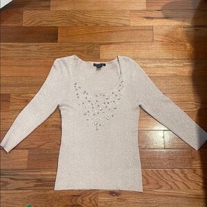 August Silk Petite Gray Sweater